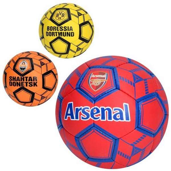 М'яч футбольний 2500-297 (30шт) розмір 5, ПУ1, ручна робота, 32 панелі, 410-430г, 3 види (клуби), в (шт.)