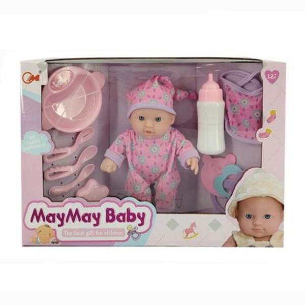 Пупс A208-A (48шт) 20см, пляшечка, посуд, брязкальце, в кор-ці, 33,5-23,5-8см (шт.)