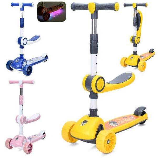 Самокат JR 3-097 (6шт) 3в1 (біговел), метал+пл, висота керма (77-69) 3 кол,2 пер.(110-40мм)ПУ світло (шт.)