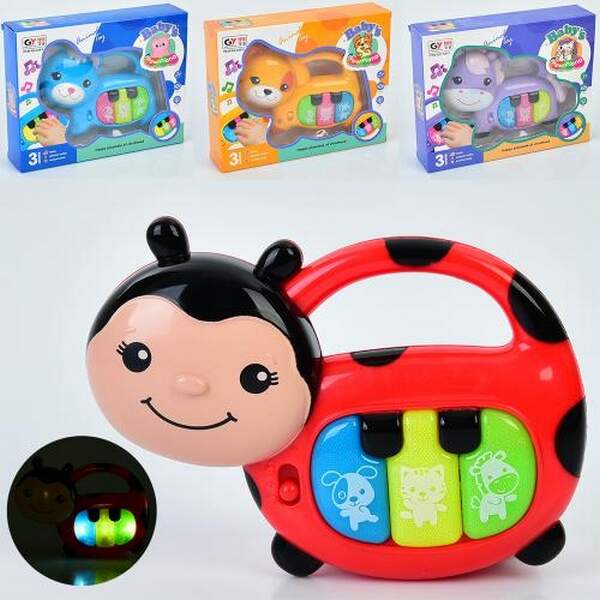 Піаніно 338-1-2-3-4 (60шт) 15см, музика, звук, світло, 2 режими, 4 види, на бат-ці, в кор-ці, 19-14- (шт.)