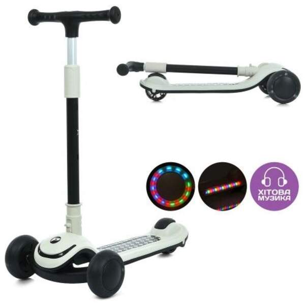 Самокат JR3-128-B (1шт) метал+пластик, 3колеса PU, 2пер 120мм світло, задн 90мм світло, кермо 3 поло (шт.)