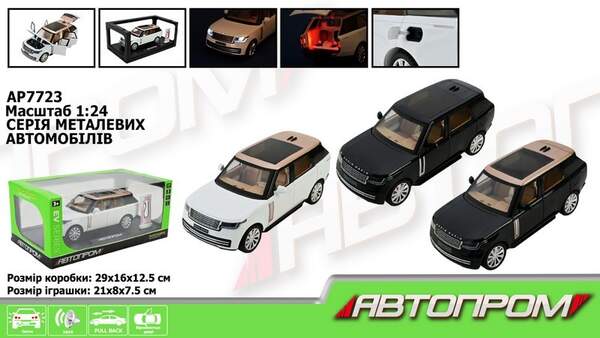 Машина мет. АВТОПРОМ арт. AP7723 (12шт)  1:24,4 кольори, із зарядною станцією, батар, світ., звук, д (шт.)