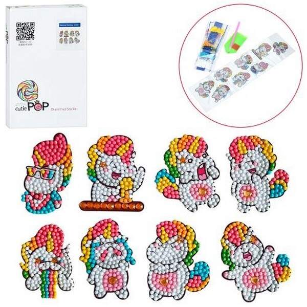 Набір для творчості SS041 (200шт) алмазна мозаїка, наліпки (єдиноріг, 8шт), в кор-ці, 11,5-18,5-2см (шт.)