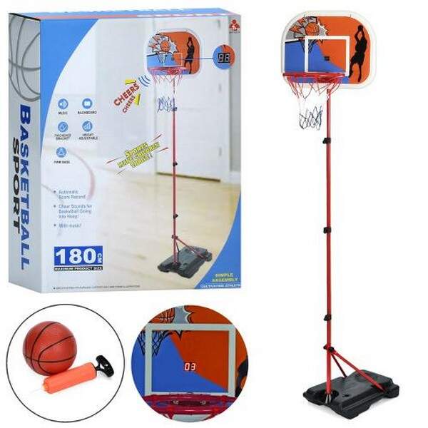 Баскетбольне кільце MR 1516 (6шт) на стійці (металл) 180см, щит(пластик) 42-32см, електронне табл, м (шт.)