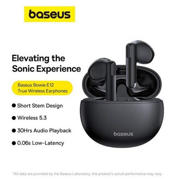 Навушники безпровідні TWS Baseus Bowie E12 True Wireless Black(A00059801126-Z1) (шт.)