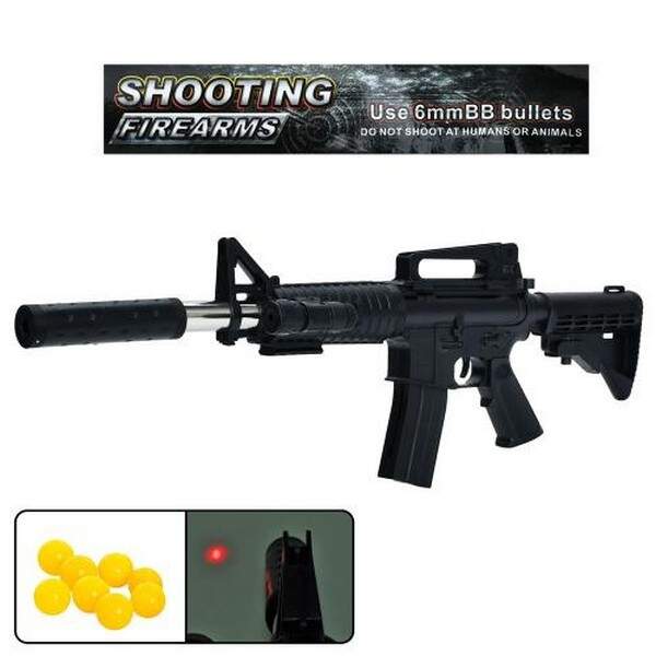 Автомат 771-1 (36шт) 60см, пластикові кулі, лазер, на бат(табл), у пакеті, 20-71-6см (шт.)