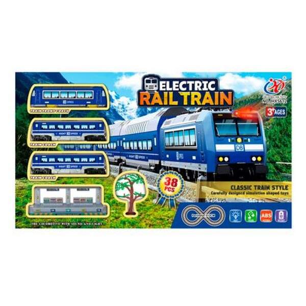 Залізниця JHX5612 (9шт) 512см, локомотив, 2 вагони, звук, світло, дорожні знаки, 38дет, на бат-ці, в (шт.)