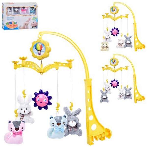 Карусель на кроватку XQT718-9-21 (18шт) музика, підвіски 5шт(4шт-м'які), 3 види, заводна, в кор-ці 3 (шт.)