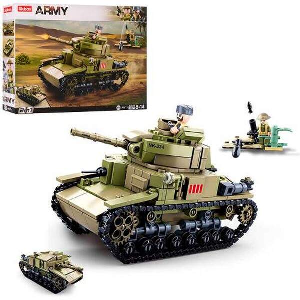 Конструктор SLUBAN M38-B0711 (16шт) військовий, танк, фігурки, 463дет, в кор-ці, 38-28,5-7см (шт.)