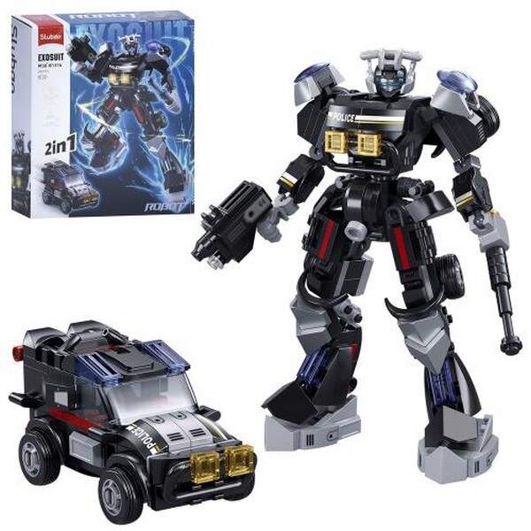 Конструктор SLUBAN M38-B1316 (32шт) 2в1(робот 16см, машина), поліція, фігурка, 247дет, в кор-ці, 22- (шт.)