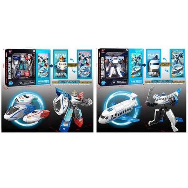 Трансформер HD113-16 (24шт) робот 19см+транспорт, 2 види (поїзд, літак), в кор-ці, 34,5-34,5-10,5см (шт.)
