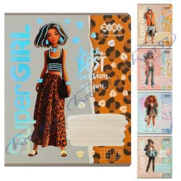 Зошит учнівський шкільний SUPER GIRL, 18арк., клітинка, KIDS LINE ZB25.1761K (шт.)