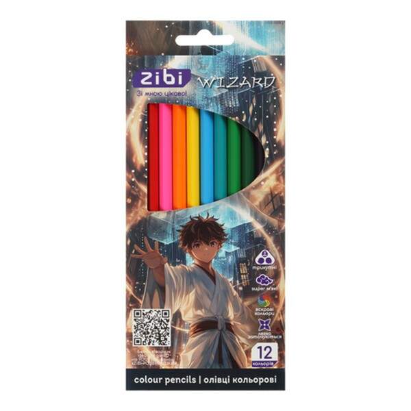 Олівці кольорові ANIME, тригранний корпус, 12 кольорів ZB.2456 (шт.)