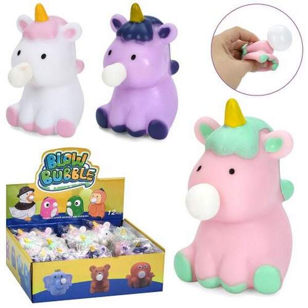 Іграшка MS 4720 (120шт) єдиноріг, 8см, антистрес, іграшка-надувашка, тварина з жуйкою, пакет, 12шт(3 (шт.)