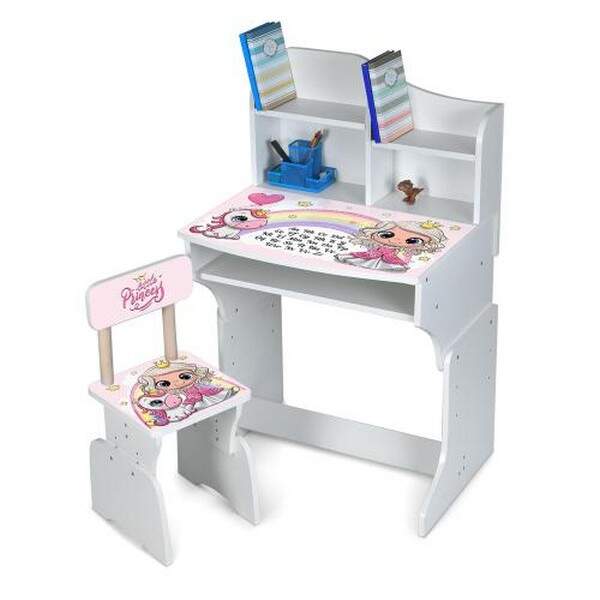 Парта M 904-4 (1шт) 1 стільчик, дерев'яний, регул. висота (3 положення), англ.абетка, принцеса (шт.)