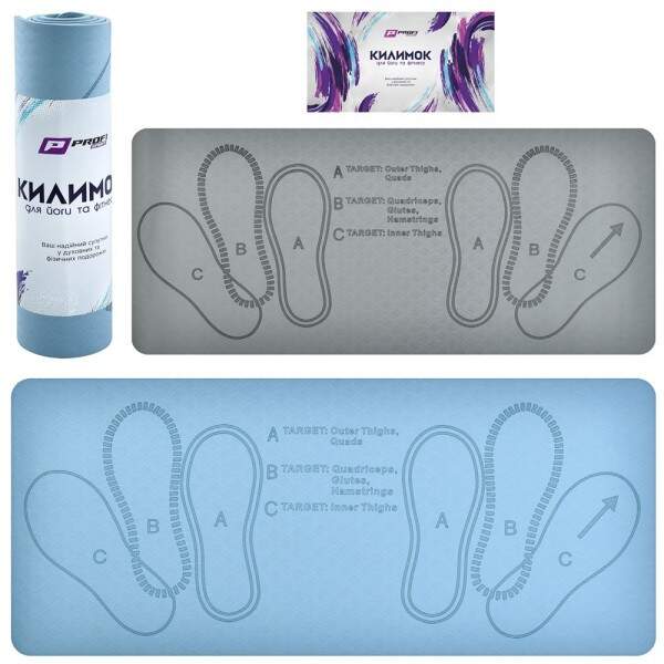 Йогамат MS 4588 (20шт) для фітнесу/присідань, антиковзкий, TPE, 35-79см, 6мм, 2 кольори, у пакеті, 3 (шт.)