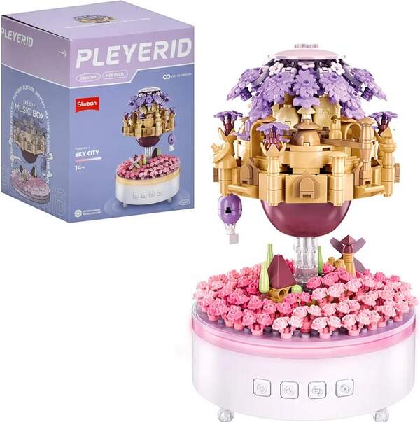 Конструктор SLUBAN M38-P8011 (12шт) Місто в небі, музична гра,22,8см-14,5см,муз,св, обертається, 627 (шт.)