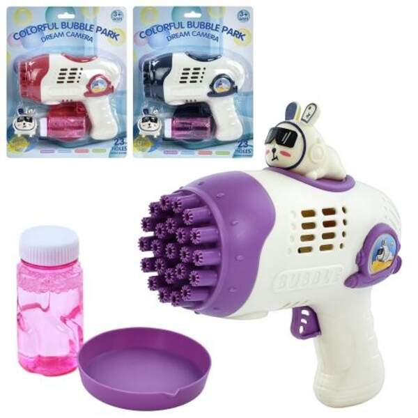 Мильні бульбашки 10163 (60шт) пістолет/бластер, 17см, запаска 7,5см, 3 кольори, на бат-ці, на листі, (шт.)