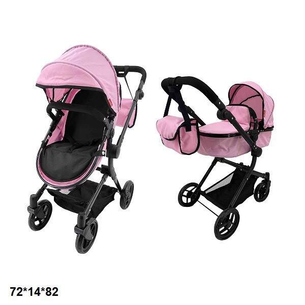 Коляска для ляльки 2в1 CARRELLO ALFA 9707 PINK з сумкою метал.кор.51*15,5*39,5 /1/ (шт.)