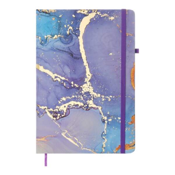 Книжка записна MARBLE, на гумці, А5, 80 арк., клітинка., офсет крем., тв.лам.обл., фіолетова BM.2551 (шт.)