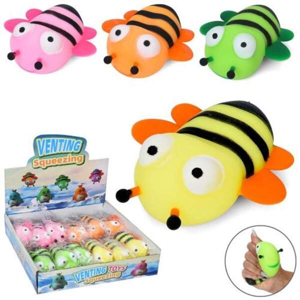 Іграшка MS 4759 (144шт) бджілка, 8,5см, антистрес, борошно, пакет, 12шт(4кольори) в дисплеї,25,5-5,5 (шт.)