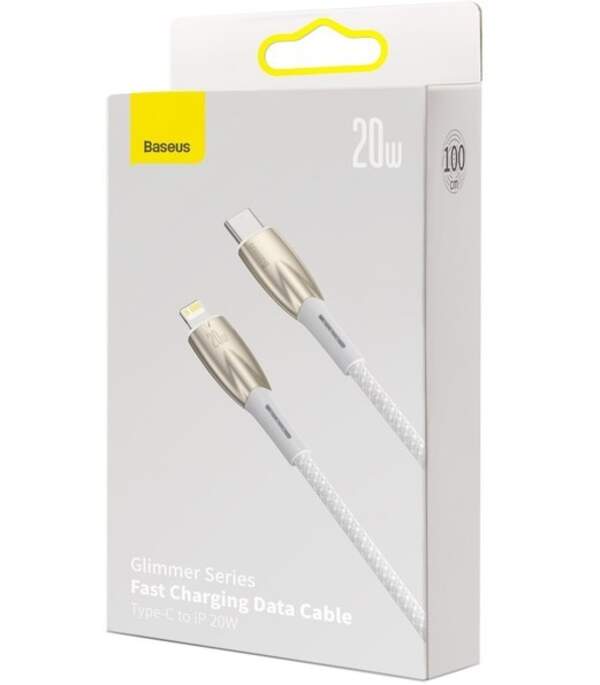 Кабель Baseus Glimmer Series Fast Charge USB-C to Lightning 1m White (CADH000002) (шт.)