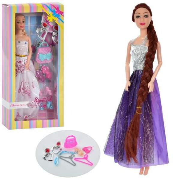 Лялька ZR-557 (60шт) шарнірна 30см, кліпси, сумочка, вішалка,аксесуари, 2види, в кор-ці, 33-16-5см (шт.)