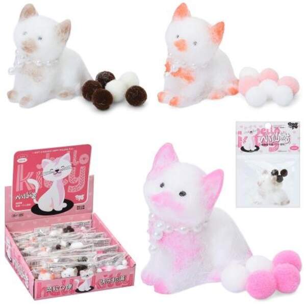 Іграшка MS 4715 (120шт) кіт, 4,5см, антистрес, мішура, у пакеті, 20шт(3 кольори) в дисплеї,20-8-18см (шт)