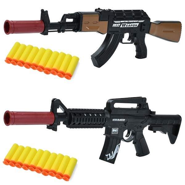 Автомат B3-4 (144шт) 28см, м'які кулі присоски 10шт, 2види, в кульку,33-13-3см (шт)