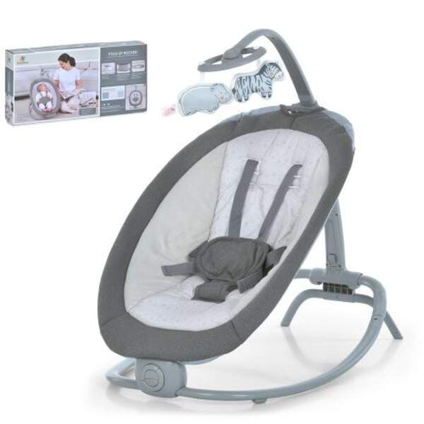 Заколисуючий центр-шезлонг 6601 (1шт) вібро, 3полож.висоти люльки, підвіски, муз., бат., сірий (шт)
