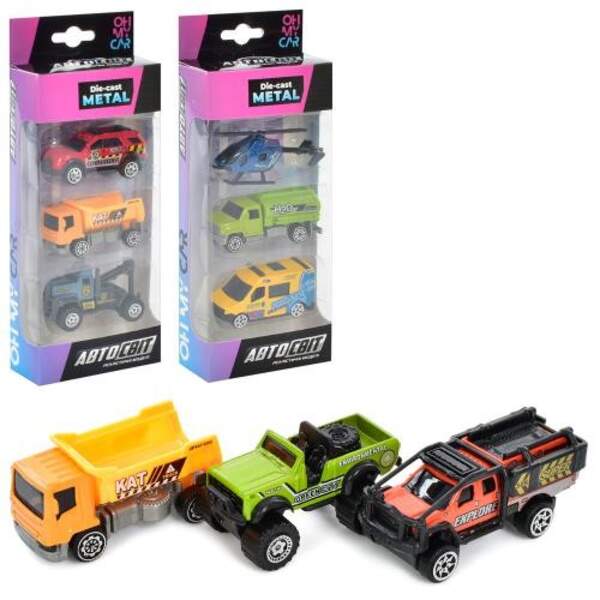 Набір машинок AS-1942 (60шт) АвтоСвіт, метал, 3шт, 7см, рухомі. деталі, 3 види, в кор-ці, 9,5-23-4см (шт)