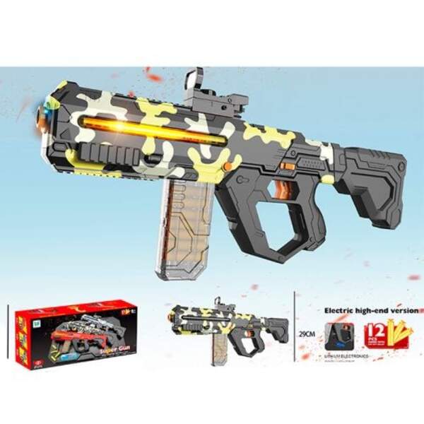 Автомат 302B (12шт) 58см, акум, світло, прицел, м'які кулі-присоски 12шт, USBзарядне, в кор-ці, 45,5 (шт)