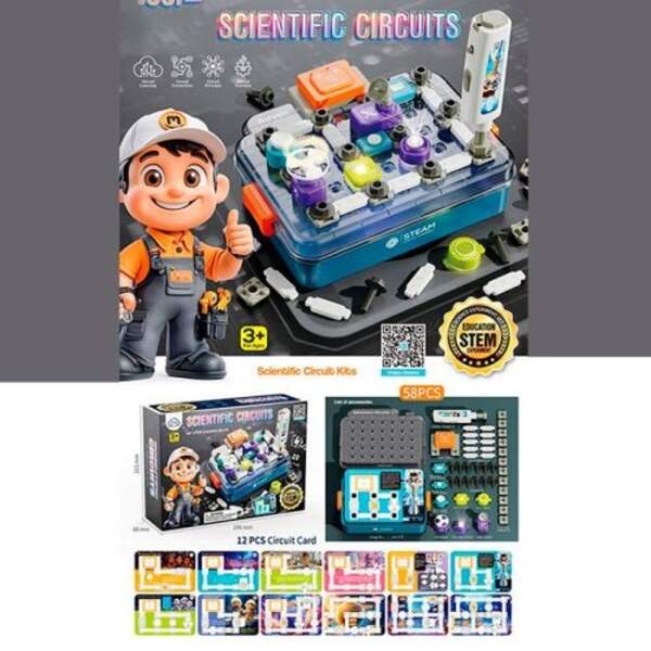 Конструктор 77-50B (12шт) електронний, ігрове поле, звук, світло, рухливі деталі, картки, викрутка, (шт)