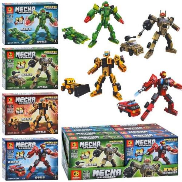 Конструктор CD8193 (120шт) 2в1(робот, транспорт), від 107дет, в кор-ці, 8шт(4види) в дисплеї, 38,5-1 (шт)