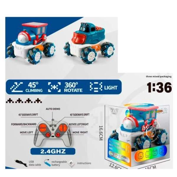 Машинка 888-7 (12шт) р/к2,4G, акум, 14см, 1:36, світло, оберт360, колеса-ролики, USBзарядне, 2 види, (шт)