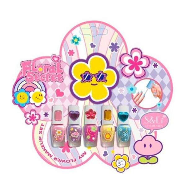 Косметика S23045FS (48шт) лак для нігтів, 5шт(5кольорів), каблучка 5шт, пилка, на листі, 23-21-2,5см (шт)