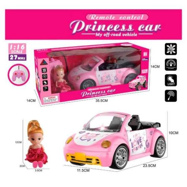 Лялька з машинкою 666-132 (18шт) р/к, 12см, машина 23,5см, 1:16, світло, на бат-ці, в кор-ці, 35,5-1 (шт)