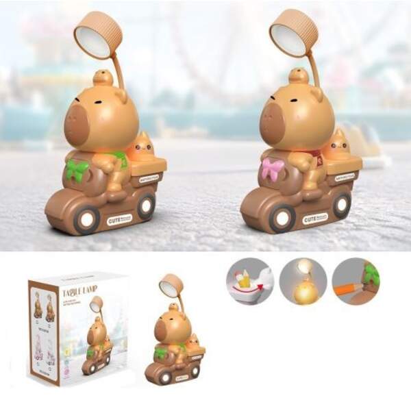 Нічник XJD-93 (60шт) капібара на мотоциклі, настільна лампа, 24см, світло-2режими, підставка для олі (шт)