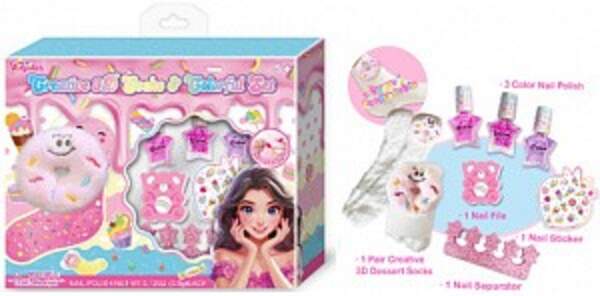 Косметика набір арт. T084SC (24шт/4)  маникюр, веселі шкарпетки, лак, наліпки, аксес короб. 30*5*20 (шт)