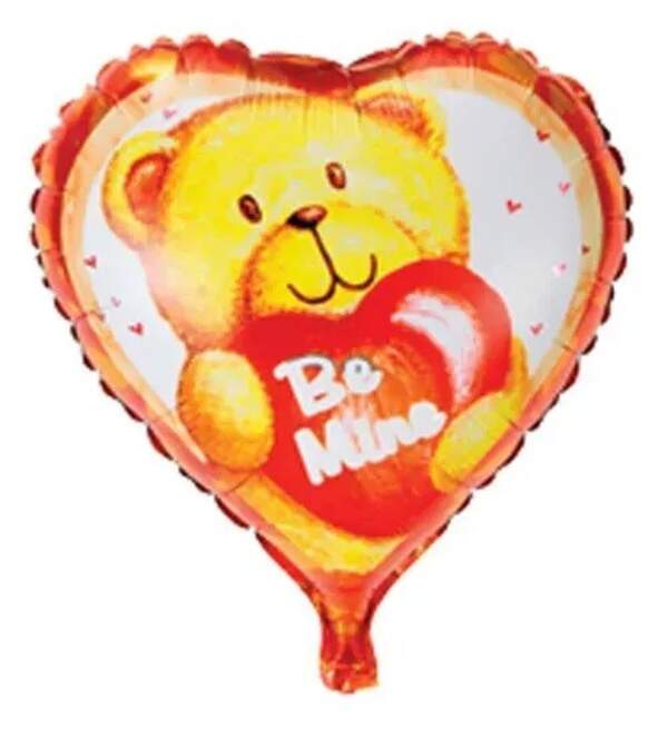 Фольгована кулька  Серце З ведмедиком Be mine 18", ціна за уп.-10шт (14817) (шт)