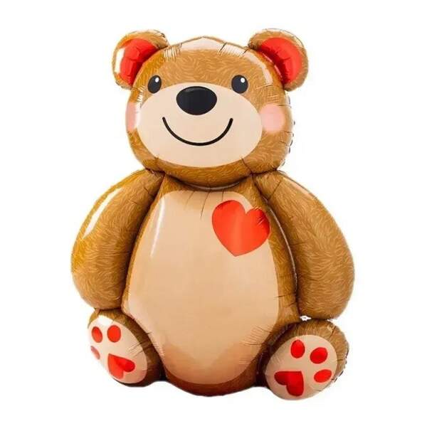 Фольгована куля фігура  Ведмідь серце, ціна за уп.-10шт (14328) (шт)