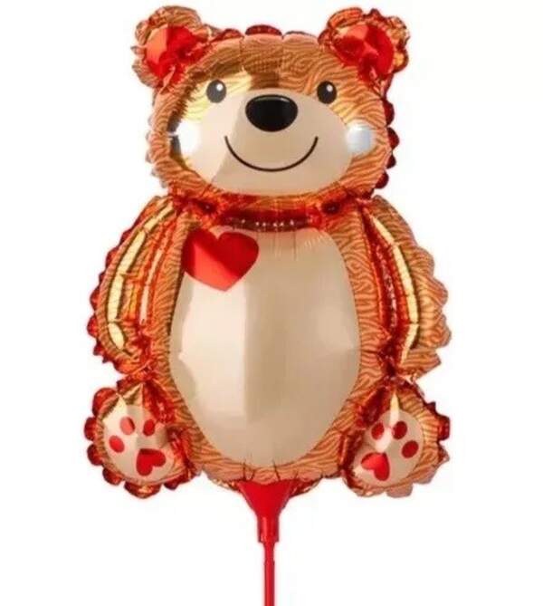 Фольгована куля Міні-фігура  "Ведмедик з серцем", ціна за уп.-10шт (13986) (шт)