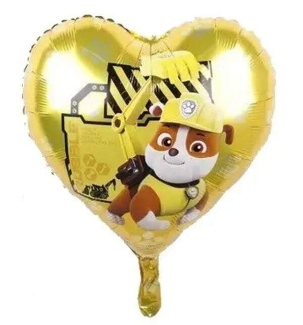 Фольгована кулька  СЕРЦЕ щенячий патруль жовте Кремез 18", ціна за уп.-10шт (13890) (шт)