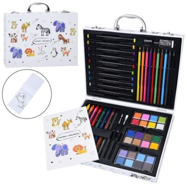 Набір для творчості MK 5779 (24шт) маркери двосторонні, олівці, акв.фарби, розмальовки, в чемодані, (шт)