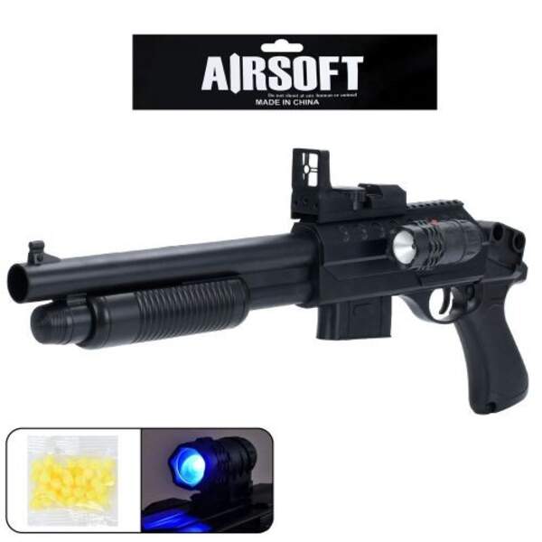 Автомат 0581A (36шт) 53см, пластикові кулі, світло, на бат(табл), у пакеті, 60-20-5см (шт)