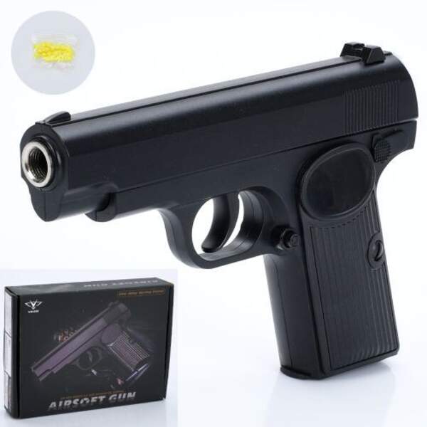 Пістолет V309 (24шт) 16см, пластикові кулі, метал+пластик, в кор-ці, 20,5-15,5-4,5см (шт)