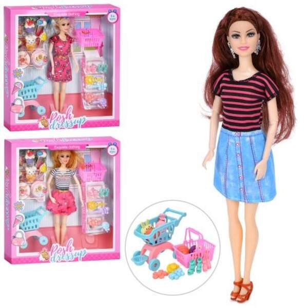 Лялька HZ9024B (60шт) 30см, шарнірні руки, возик, корзина, солодощі, взуття, заколки, мікс видів, в (шт)