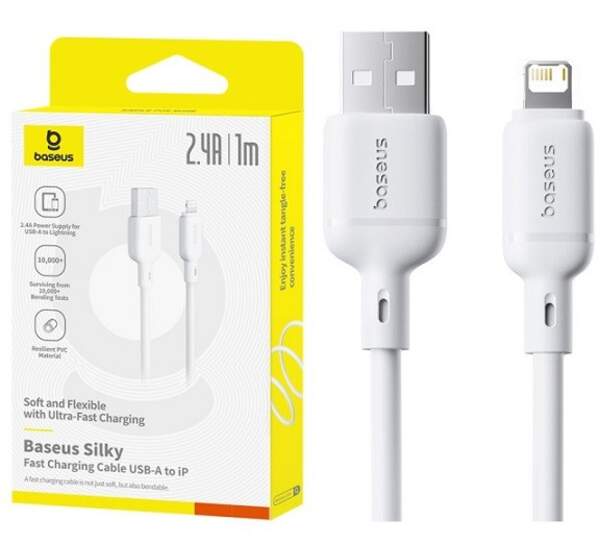 Кабель Baseus Silky Series USB to Lightning 2.4A 1m White (P10377702213-00) (шт)