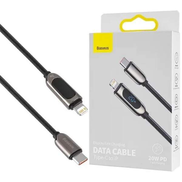 Кабель Baseus Display Fast Charging Data Cable Type-C to IP 20W 1m Black (CATLSK-01) (шт)