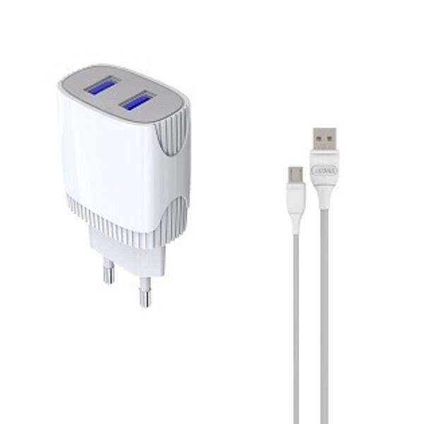 Пристрої побутові для заряджання акумуляторів мобільних телефонів Aspor A811 + кабель мікро білий (шт)